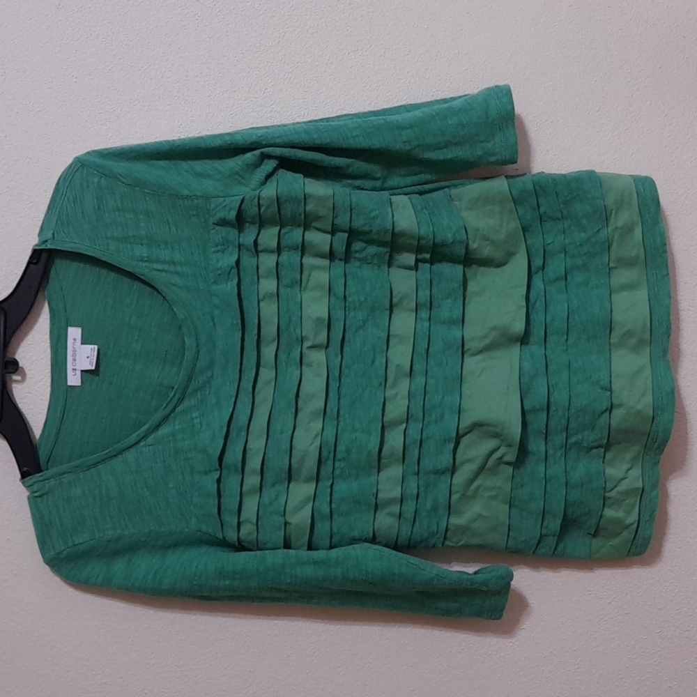 Liz Claiborne Green Pleated Top S